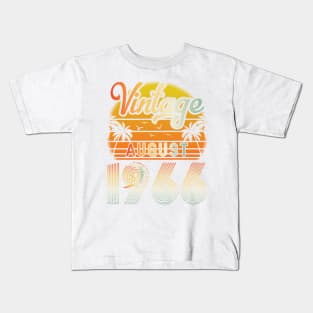 Summer Vintage August 1966 Happy Birthday 54 Years Old To Me Papa Daddy Brother Uncle Son Cousin Kids T-Shirt